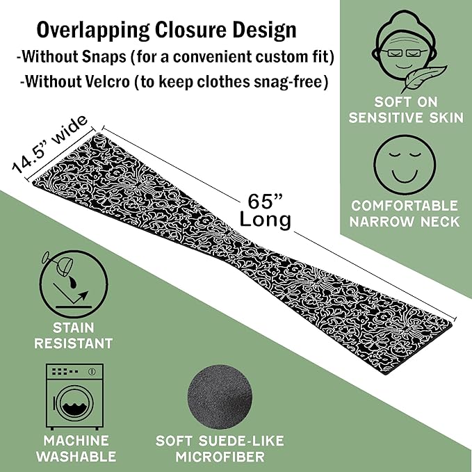 Reversible Adult Bibs for Women & Men - Adult Bib Scarf for Elderly - Dining Clothing Protectors - Washable Dining Scarf for Senior Citizens