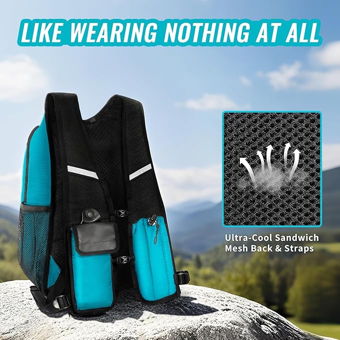 10L Small Hiking Backpack For Women Men, Lightweight Travel Packable Back Pack, Foldable Camping Hiking Daypack With Vest-style and Touchscreen Phone Pocket (Lake Green)