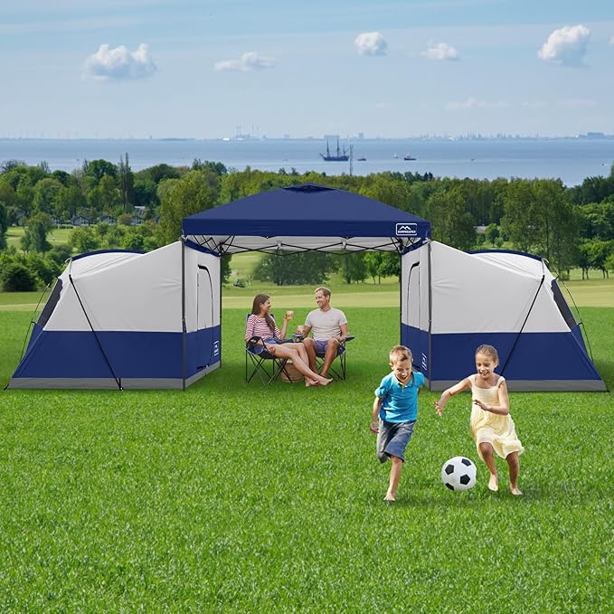 KAMPKEEPER Canopy Side Tent,4-6 Person Camping Cube Tent for 10x10 Pop Up Canopies,Easy Up Gazebo with Window,Compatible with 10' Wide Canopy Tents