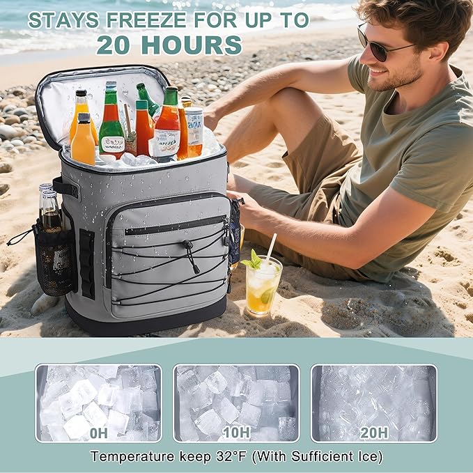 Large 52cans Cooler Backpack, Insulated, Waterproof, Leak Proof, 30L Large Capacity