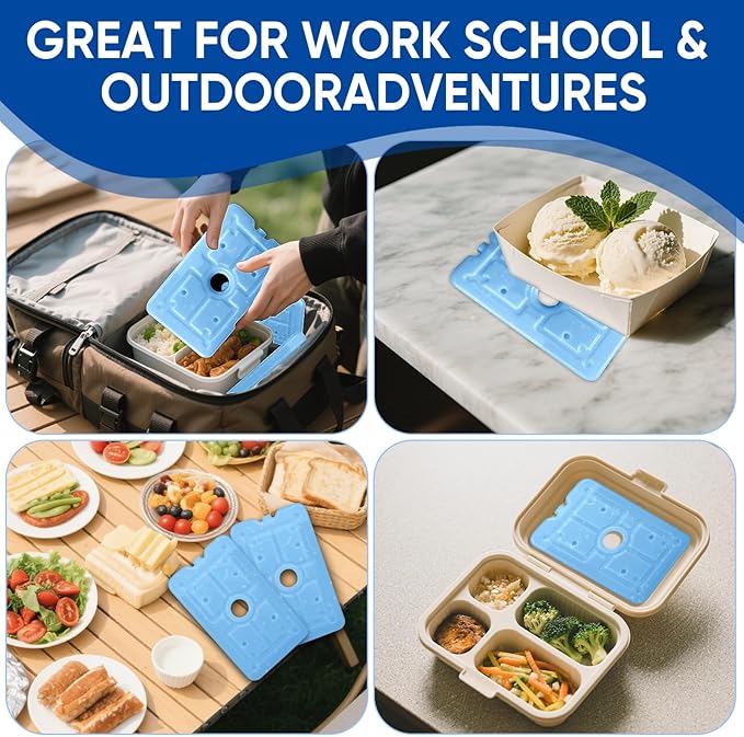 Ice Packs for Coolers Beach; Camping; Cooler Accessories Slim Long-Lasting Reusable Ice Pack for Lunch Boxes Keeping Food Drinks Cool