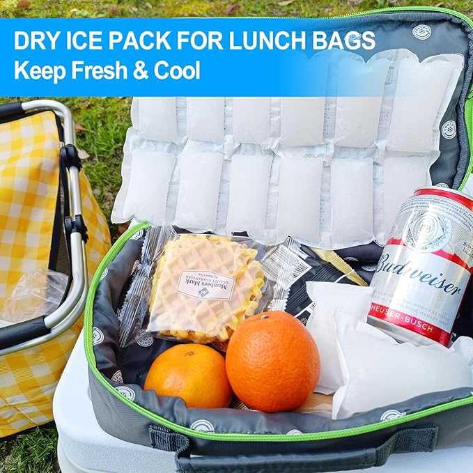 Shipping Cold Packs Dry Ice for Shipping Frozen Food, Flexible Cold Ice Pack Sheets for Coolers, Long Lasting Freezer Ice Packs 14'' X 13'' 144Cells