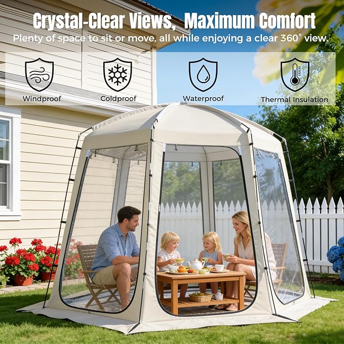 Teabelle Pop up Bubble Tent, 4-6 Person Gazebo Screen House Room, Waterproof Outdoor Tent with Floor Mat & Top Cover, Garden Dome Igloo Camping Shelter for Patio, Backyard