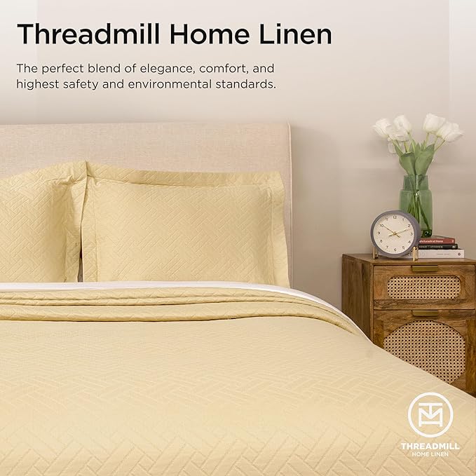 Threadmill Luxury Cotton Blankets for Twin Size Bed | All-Season 100% Cotton Twin Blanket for Bed | Criss Cross Jacquard Lightweight, Soft & Cozy Coverlet, 350GSM, 68 x 90 inches | Vanilla Cream
