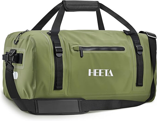 HEETA Waterproof Motorcycle Dry Bag, Waterproof Duffel Luggage Travel Bags with Zippered Closure & Pocket, Shoulder Straps, Large Space for Motorcycling Camping Commuting Boating (Green, 30L)