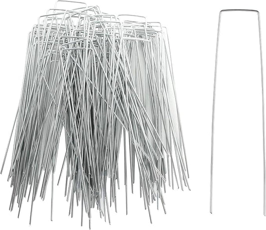 200 Pack 8 Inch Landscape Staples, Heavy Duty 11 Gauge Galvanized Steel Garden Stakes Staples Securing Pegs U-Shaped Pins for Securing Irrigation Tubing Fabric Weed Barrier Ground Sheets