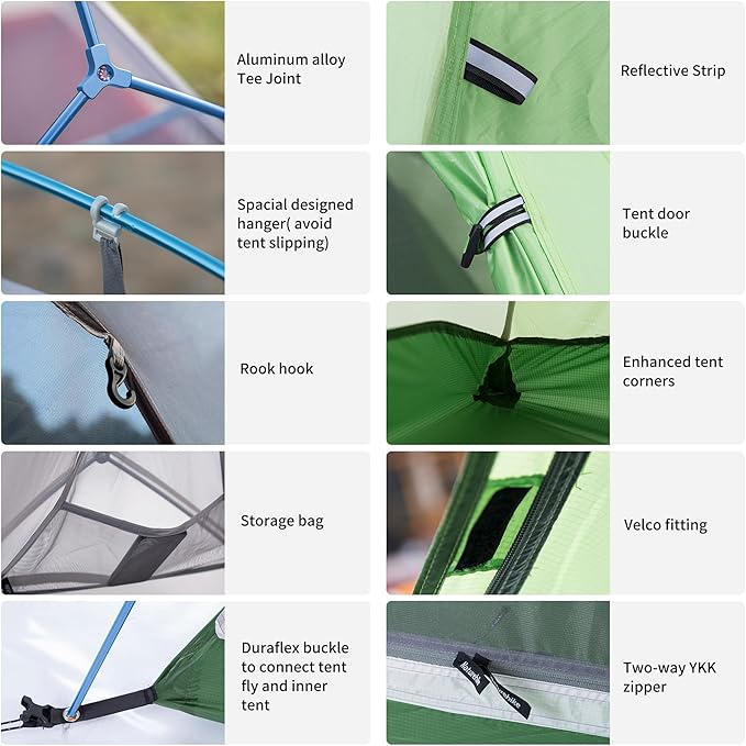 Naturehike Cloud Up 1 Person Tent, Lightweight Backpacking Tents for One Man, Waterproof Ultralight One Person Tent for Camping Hiking Backpacking