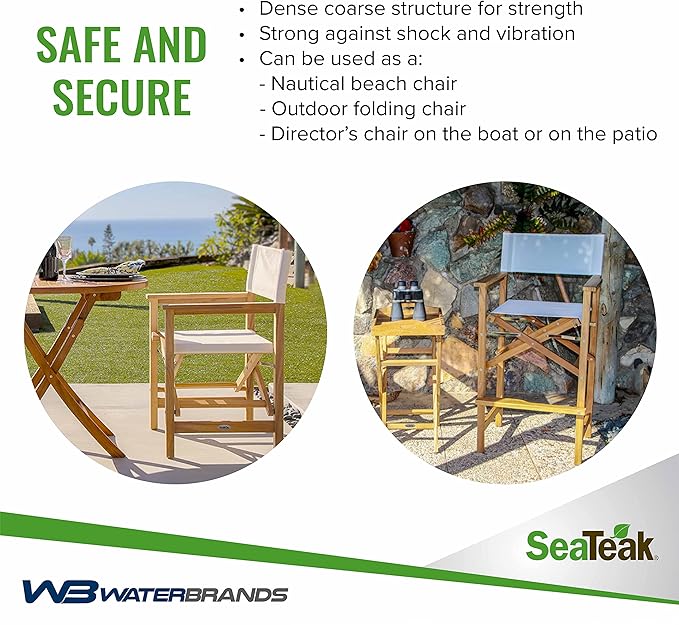 SeaTeak Director's Chair | with DURASLING Fabric Seat Cover | Foldable Director’s Chair