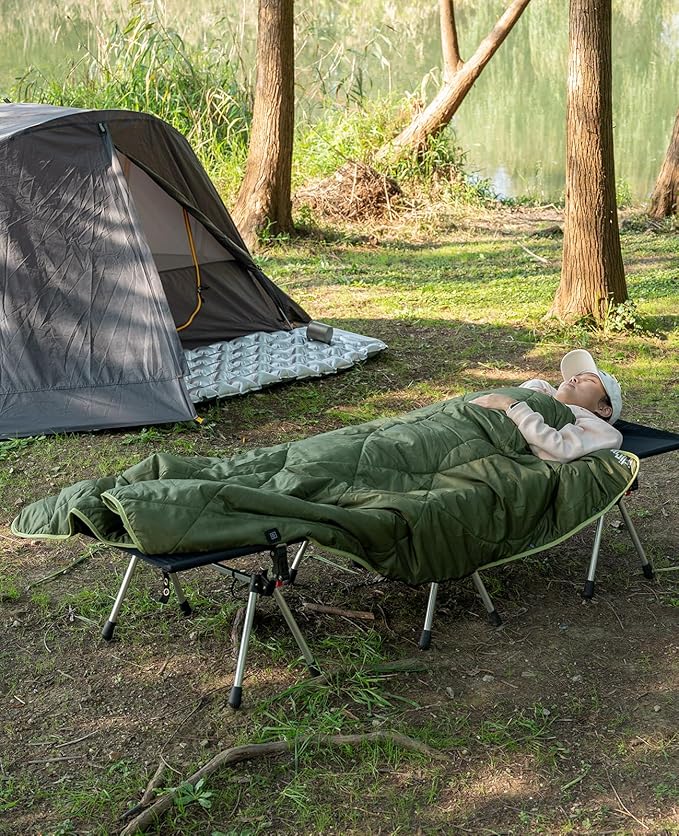 iClimb Heated Camping Blanket with Hood and Battery Pack (Green)