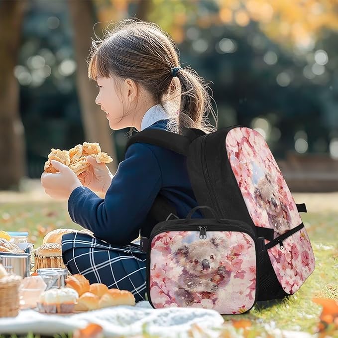 HUGS IDEA Koala Backpacks for Girls 6-8 Cute School Bookbag with Lunchbox Kawaii Backpack for Elementary School Lightweight School Bag for Students Study Rucksack