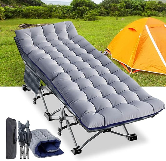 NAIZEA Oversized XXL Folding Camping Cot for Adults, Heavy Duty Outdoor Bed with Carry Bag, Portable Sleeping Bed for Outdoor Travel Camp Beach Vacation
