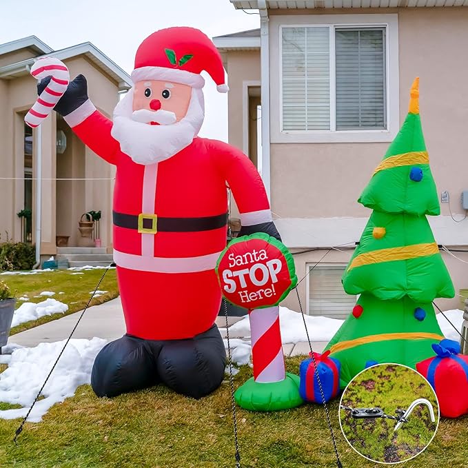 36 Pieces Inflatable Stakes and Tethers Replacement Tethers and Aluminum Metal Stakes Yard Inflatable Accessories with Hook for Fixing Halloween Christmas Decorations Inflatables Lawn Decor Tent