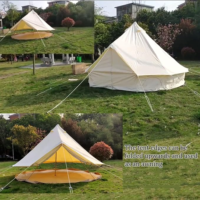 GeRRiT Camping Tent 3M & 4M Outdoor Waterproof Tent, Large Cotton Canvas Tent Yurt, 4 Seasons Frame Tent