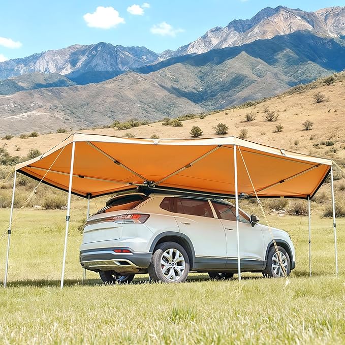 VEVOR 270 Degree Awning, 133 sq.ft Driver Side Vehicle Awning, Waterproof UV50+ Car Side Awnings with Carry Bag, All-Weather Free-Standing Overland Awnings Car Shelter for SUV Van Truck Camping