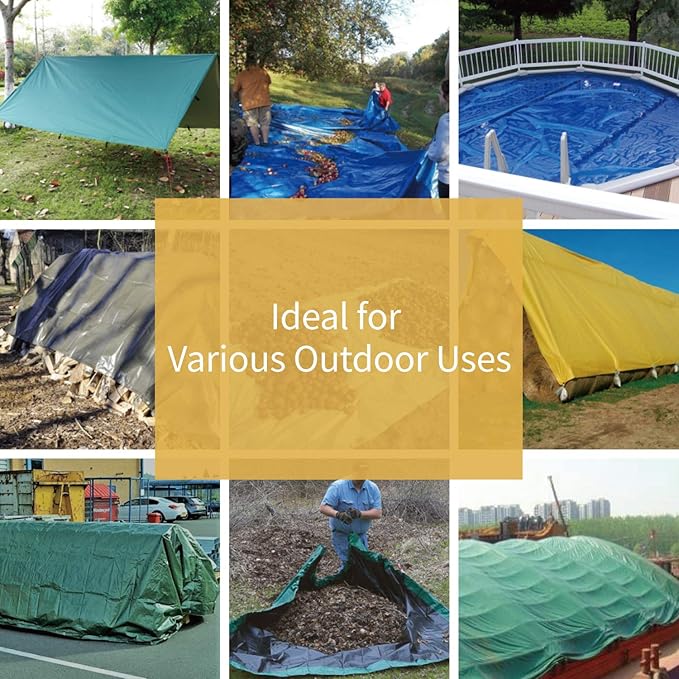 GUARD SHIELD Tarps Heavy Duty Waterproof 12x20 Feet Green Poly Tarp Cover Outdoor Thick UV Resistant Tarpaulin with Grommets 10mil (2-Pack)