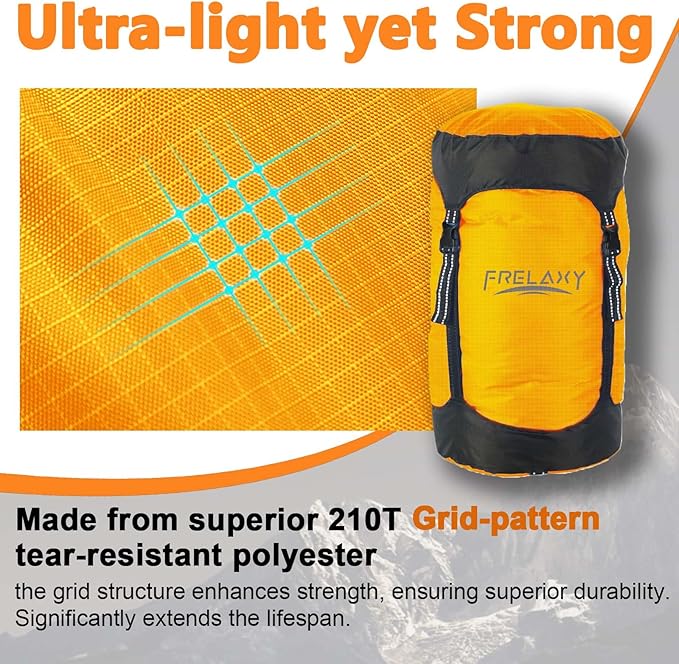 Frelaxy Compression Sack, 40% More Storage! 11L/18L/30L/45L/52L Compression Stuff Sack, Water-Resistant & Ultralight Sleeping Bag Stuff Sack - Space Saving Gear for Camping, Hiking