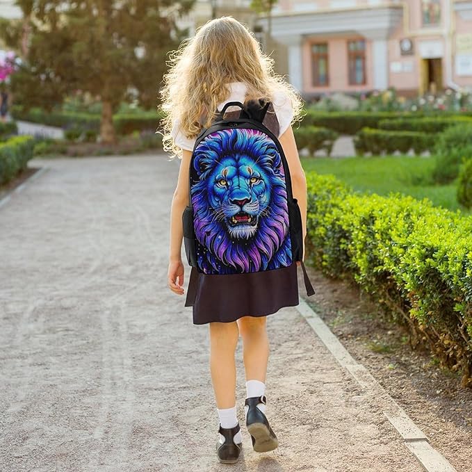 Casual Daypack Multipurpose Anti-Theft Large Capacity Carry On Bag, Trippy King Of The Lion Art Casual Daypack Climbing Shoulder Bag With Padded Straps