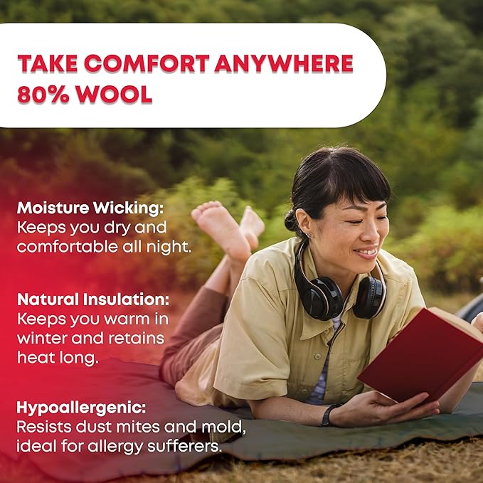 Military Wool Blanket - 80% Wool, Washable, Perfect for Outdoors, Camping, Picnic, Travel, Car & Bushcraft Emergency Blanket, 96" x 66", 5 lbs. - Olive Drab Green - Twin