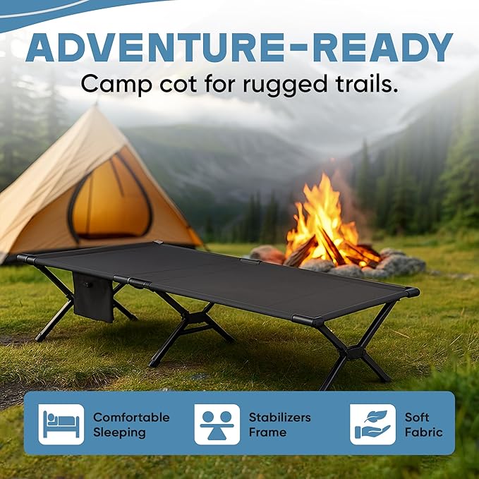 Ultralight Camping Cot for Adults, 120kg Sleeping Support Camping Bed, Easy Setup, Foldable and Portable for Backpacking, Hiking and Travel