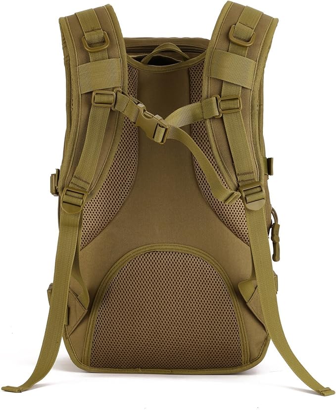 YNFT Tactical MOLLE Backpack for Men Women, 40L Large Military Daypack 3 Day Assault Pack Bug Out Bag for Work Gym Hiking Fishing Camping Hunting (Brown)