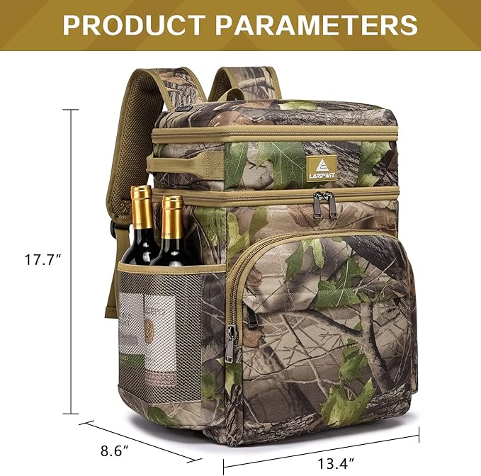 Laripwit 54/40 Cans Backpack Cooler Insulated Leak-Proof Large Cooler Backpack Double Deck Lunch Backpack for Men Women - Perfect Soft Cooler Bag for Tactical, Camping, Picnic, Beach, Hiking