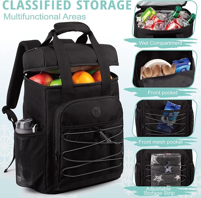 Cooler Backpack with Padded Top Handle, Lightweight Back Pack Coolers Insulated Leak Proof, Large Capacity Ice Chest for Women Men Beach Camping Picnic Fishing Hiking