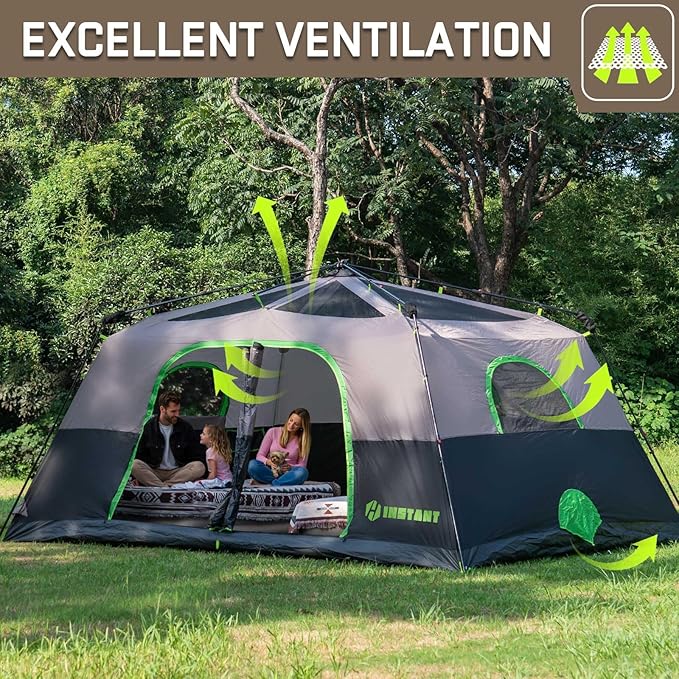 4/6/8/10 Person Instant Tent, Waterproof Pop Up Tents for Camping with Rainfly, 60 Seconds Easy Setup, Automatic Cabin Tent for Family Camping with Expandable Carry Bag & Upgraded Ventilation