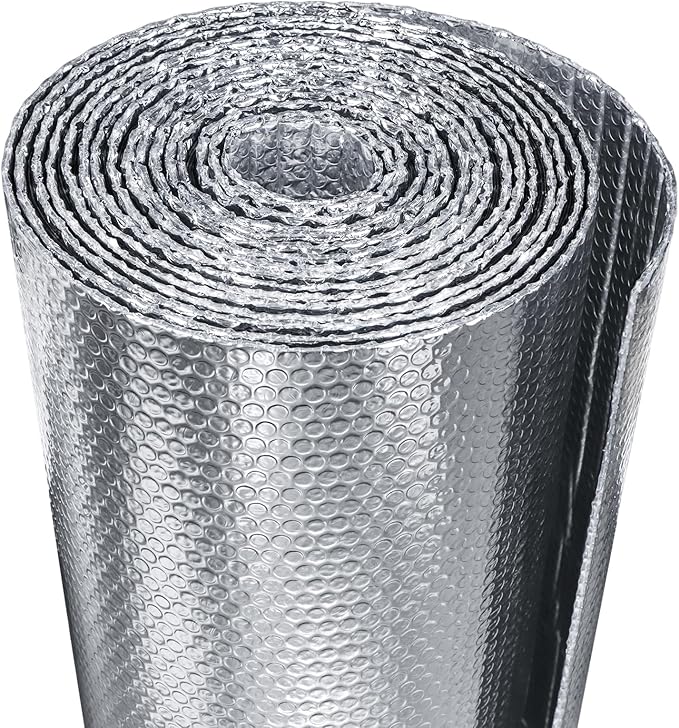 Reflective Insulation Foam,48" x 10 Ft Window Insulation for Summer Heat,Aluminum Foil Bubble Insulation Roll for Keep Heat,Window Insulation Kit for RV, Thermal Insulation Cover for Window.