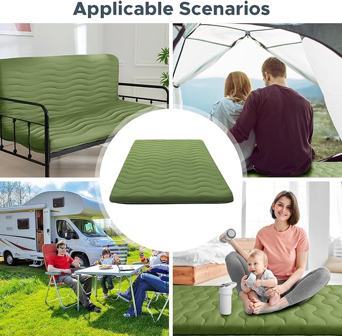 Japanese Floor Mattress, 100% High Density Comfortable Foam, 4" Thicken Foldable Mattress Tatami Mat Sleeping Pad, Ideal for Comfort and Support, Kids Floor Lounger Pillow Bed Sofa, Green, Twin