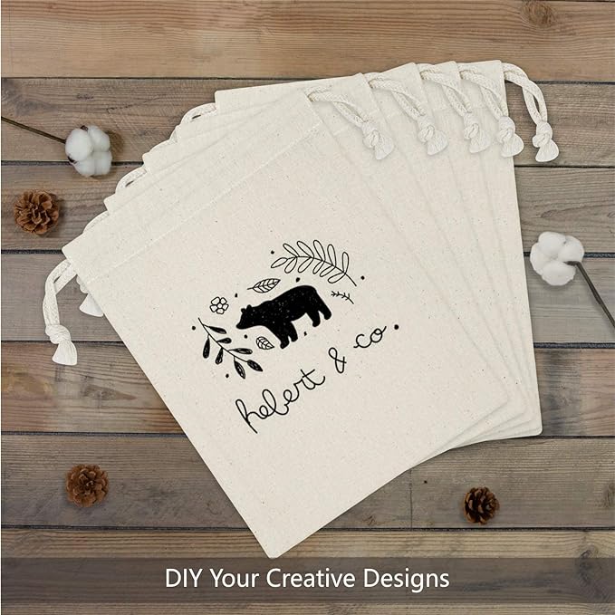 TOPDesign 12-Pack 6” x 8” Reusable Produce Bags, Muslin Bags with Drawstrings for Shopping & Storage, 100% Natural Cotton Bags, Washable, Biodegradable, Food Safe