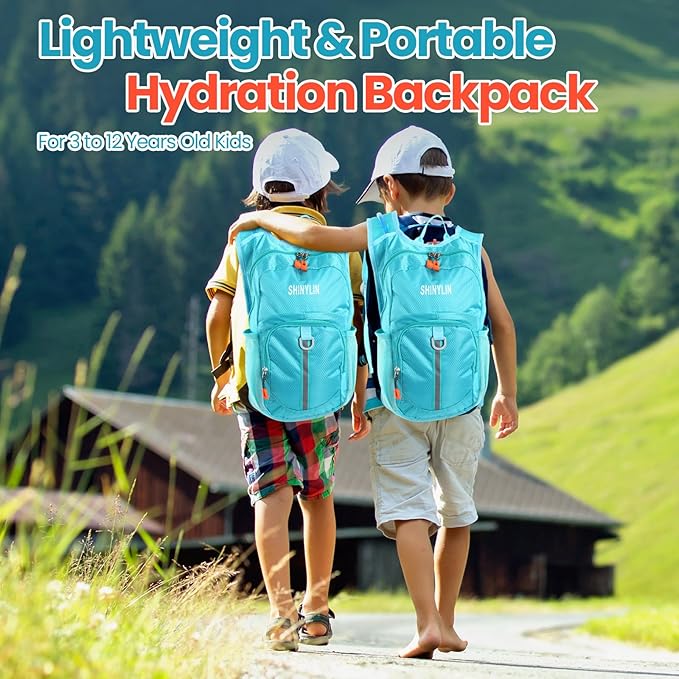 Kids Hydration Backpack with 1.5L Water Bladder Hiking Backpack Lightweight for Boys or Girls Children Biking Climbing Running Cycling