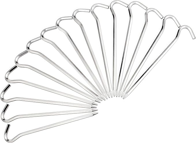 15pcs Tent Stakes, 7 Inch Aluminum Alloy Tent Pegs Tarp Camping Stakes Garden Edging Fence Hooks, Landscape Pins for Outdoor Camping, Gardening, Hiking