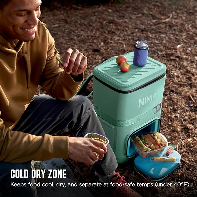 Ninja FrostVault Go Can Soft Cooler, 24/36 Can, Leak Proof, Built-In Cup Holder, 2 Ice Packs & Dry Storage Drawer, Polyester Insulation, Hiking, Camping, Picnic
