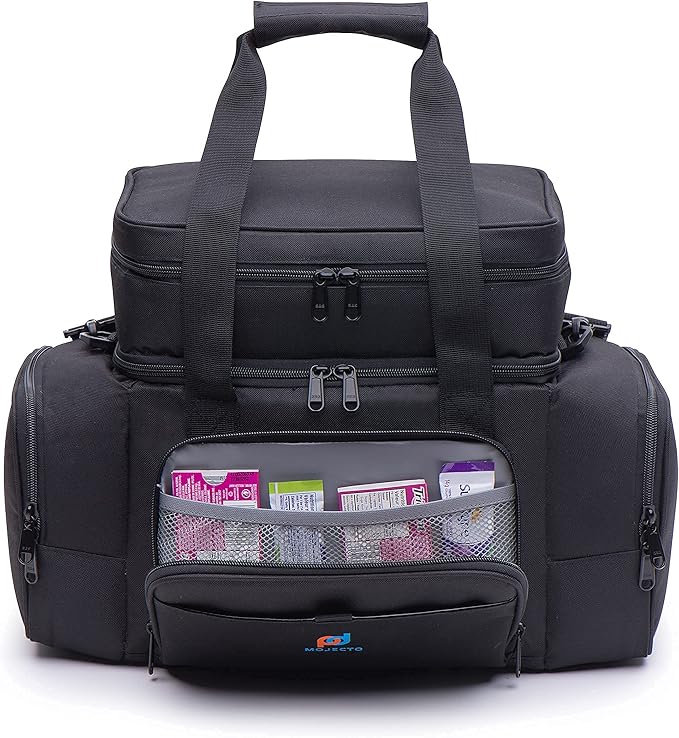 MOJECTO Cooler Lunch Bag. Dual Insulated Compartments, Heavy Duty Fabric, Thick Foam Insulation, Smooth Double Zipper, Padded Straps.