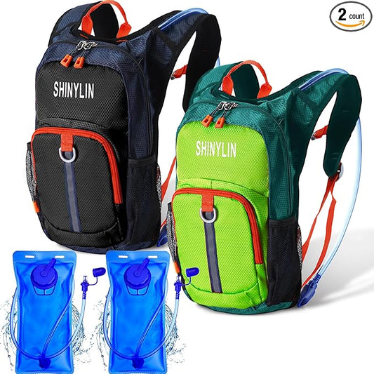 2 Pcs Kids Hydration Backpack with 1.5L Water Bladder Lightweight Kids Hiking Backpack Water Rucksack for Boys Girls Climbing Running