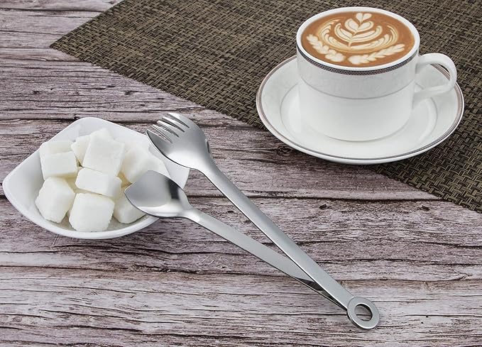 Mini Appetizer Tongs Stainless Steel Set of 4, MSY BIGSUNNY Small Serving Tongs, 6 Inch(15.2cm, Silver)