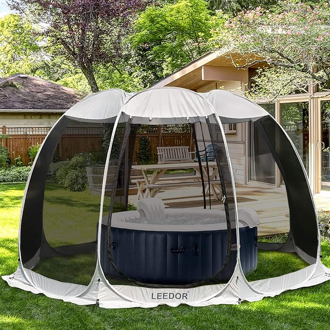 LEEDOR Pop Up Screen House, 6-10-15 Person Outdoor Screen Tent，Camping Screen Room with Carry Bag, Screened Gazebo with Mosquito Netting, Instant UV Resistant Sun Shelter for Garden, Patio, Backyard