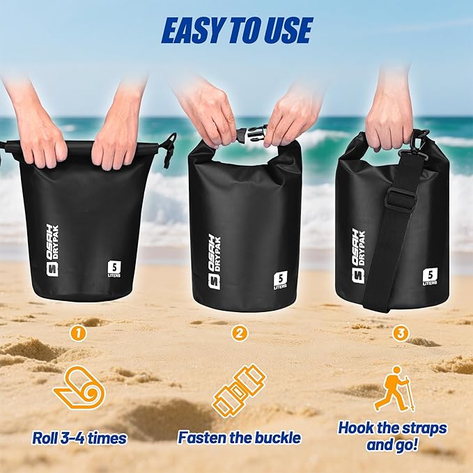 Waterproof Dry Bag, 5L/10L/20L/30L/40L Roll Top Lightweight Storage Backpack with Phone Case for Women & Men, Floating Waterproof Sack for Travel, Swimming, Kayaking, Paddle Board, Camping & Beach