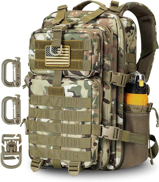 30L MOLLE Assault Pack, Tactical Backpack Military Army Camping Rucksack with Bottle Holder, 3-Day Pack, CP