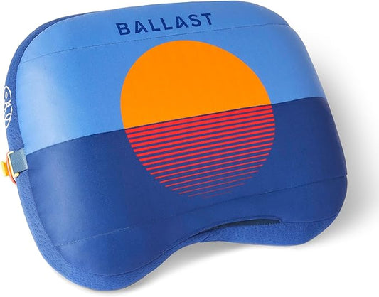 Ballast Beach Pillow – Comfy, Durable & Compact, Stays Put on Windy Beaches with Patented Sand Pouch, Inflatable Pillow for Beaches, Pools, Camping, Festivals and Travel (Blazing Sunset)