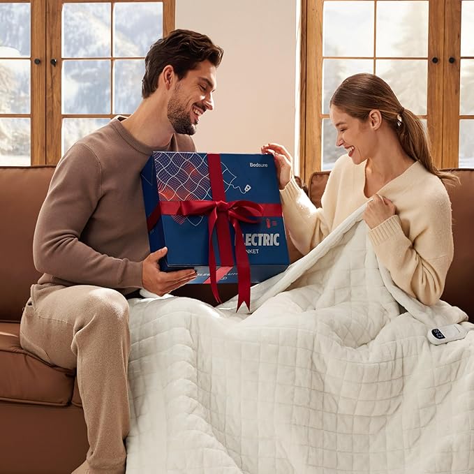 Bedsure Electric Blanket Twin - Quilted Heated Blanket Twin Size, Soft Flannel Thick Heating Blanket with 10 Time Settings & 6 Heat Settings, Warm Gifts for Women Men (62x84 inches, Olive Green)