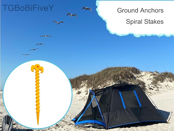 5 Pack Ground Anchors Spiral Stakes for Outdoor Camping for Landscaping Securing Weed Barrier Fabric Irrigation Tubing, Holding Fence Tarpaulin 8.5 Inch Tent Stakes