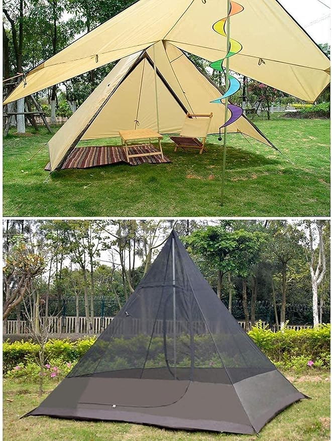 GeRRiT Camping Teepee Tent Yurt Tent with Screen 4 Season Double Layers Waterproof Anti-Windproof Tents for Outdoor Camping Hiking 3-4 Person