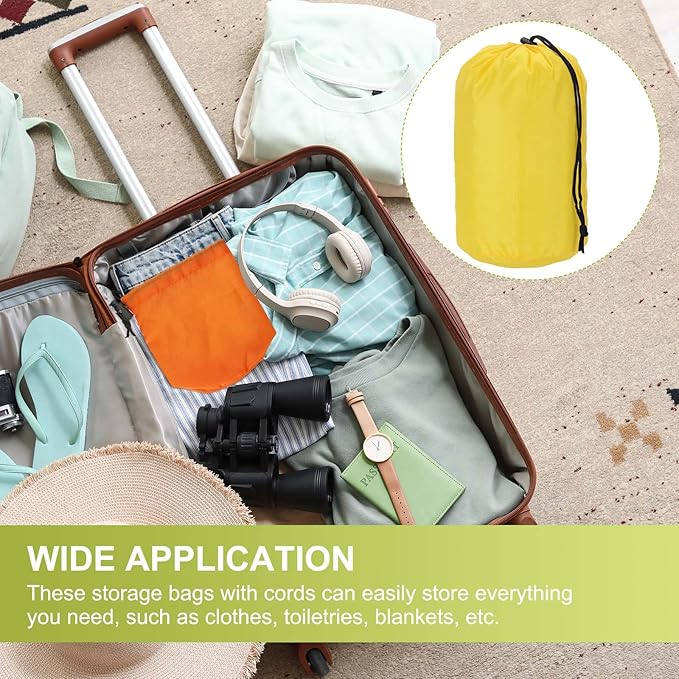 Stuff Sack, Nylon Waterproof Storage Sacks Portable Drawstring Dry Stuff Bag Gear Organization with Toggle, 5x10Inch Fit for Backpacking Camping Traveling Hiking(Yellow)