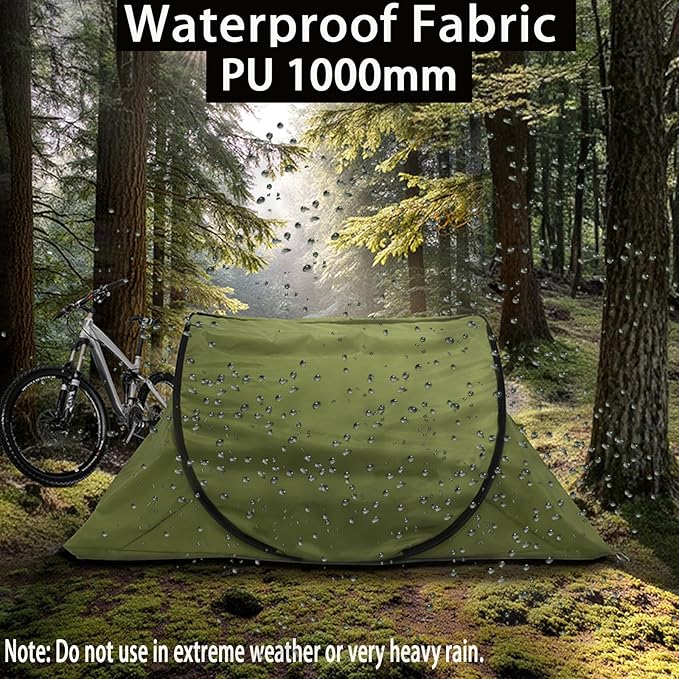 Portable Camping Tent with Double Door Design, Folding Mosquito Net Shelter with Storage Bag, Army Green