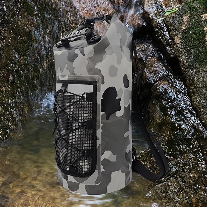 Yiju Waterproof Dry Bag Backpack Durability Lightweight Multifunctional Storage Bag for Travel Boating Camping Hiking, Gray