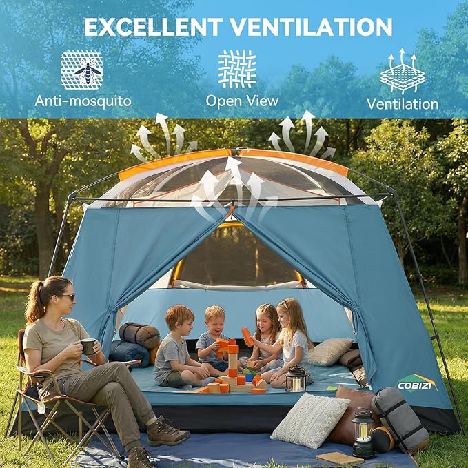 COBIZI 4-6-8-10 Person Camping Tent, Spacious Family Tents for Camping Ideal, Hiking, 3500mm Waterproof Double-Layer Windproof Tent for Hiking & Backpacking