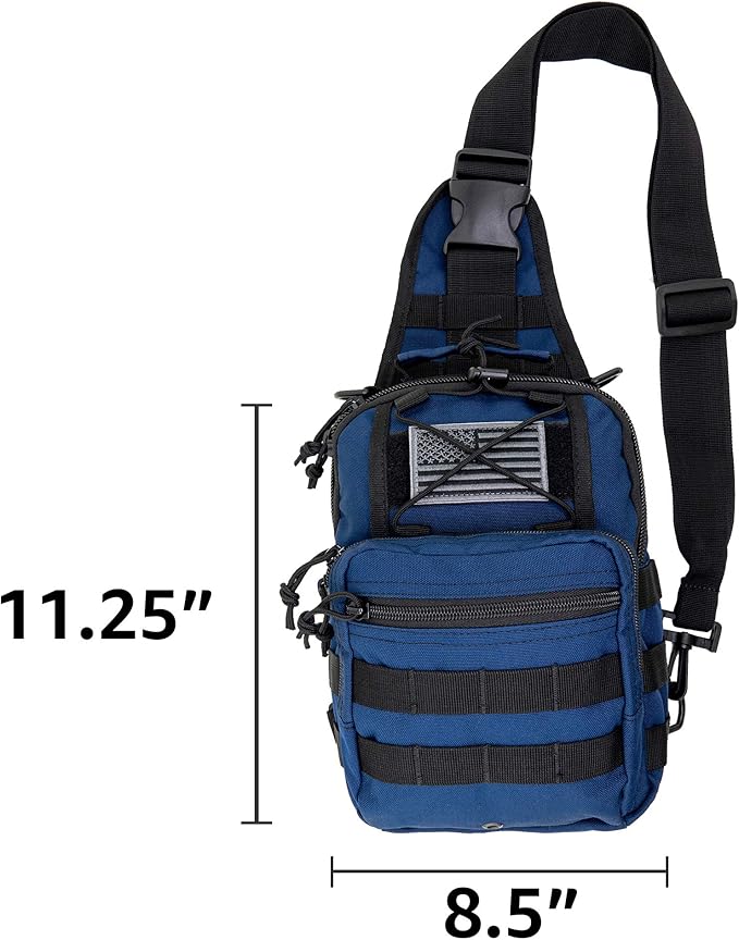 LINE2design First Aid Sling Backpack - Lightweight Sling Backpack Tactical Shoulder EDC Bag - EMS Equipment Emergency Medical Supplies Shoulder Molle Bag - Perfect for Camping Hiking Trekking - Navy