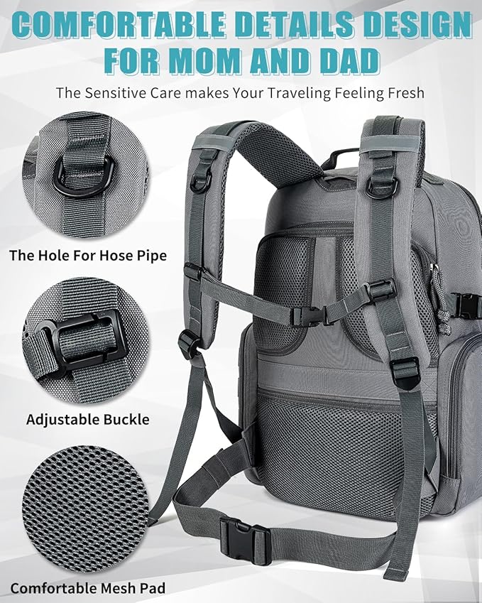 SHARKMOUTH Military Diaper Bag for Dad: Large Insulated Baby Bag with MOLLE System & Changing Pad for Active Dads - 900D Polyester for Outdoor Travel Camping Park Trips