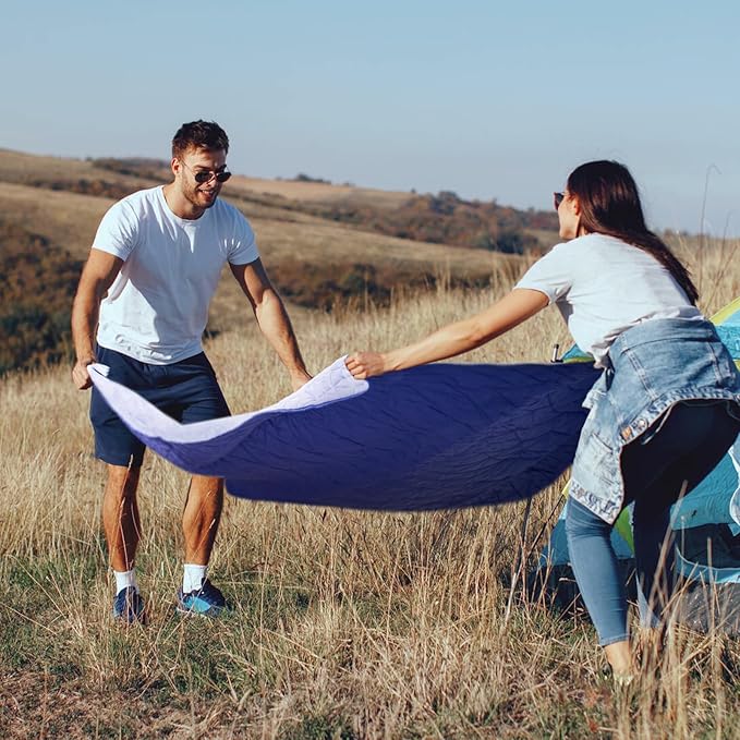 Outdoor Waterproof Blanket, Foldable Fleece Stadium Blanket for Outdoor Sports Event, Camping, Car, Pet, Picnics - Windproof, Wearable, Machine Washable 80" x 58" (Purple,Hooded)